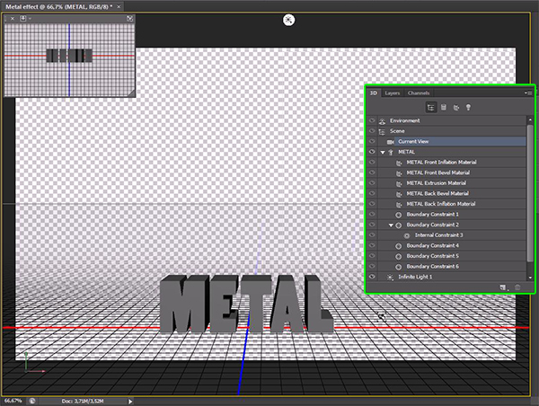How to Create a Simple 3D Text Metal Effect in Photoshop CS6 step 3