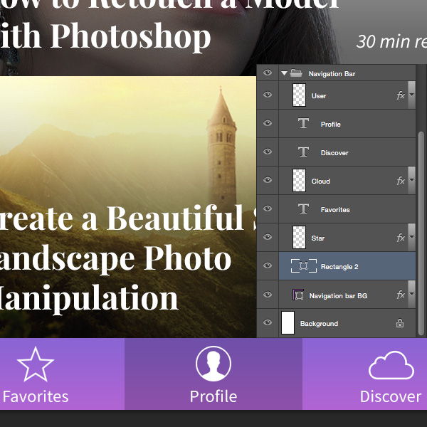 تصميم واجهة تطبيقات الجوال "القراءة الموصى بها" في Photoshop 18