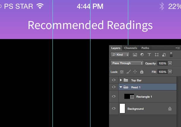 Designing 'Recommended Reading' Mobile App Interface in Photoshop 6