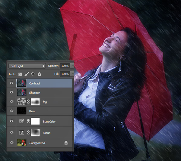 أضف تأثير المطر إلى صورة في Photoshop 11