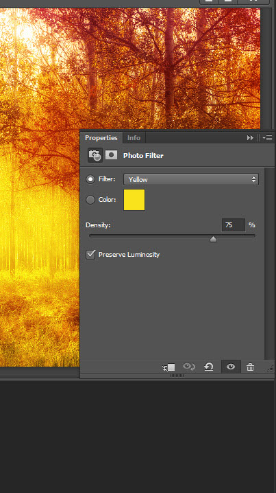 Add a warm atmosphere effect to a forest image 11