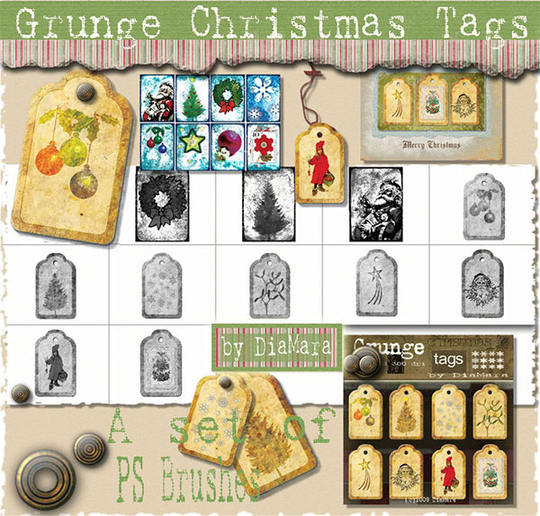 Grunge Christmas Tags