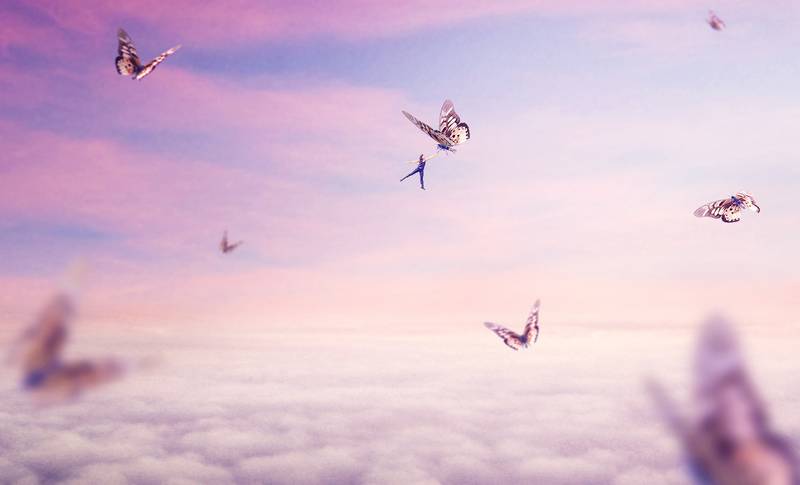 Create a Surreal Flying Scene with Giant Butterflies in