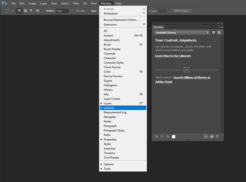 How to Use Libraries Panel in Photoshop 1